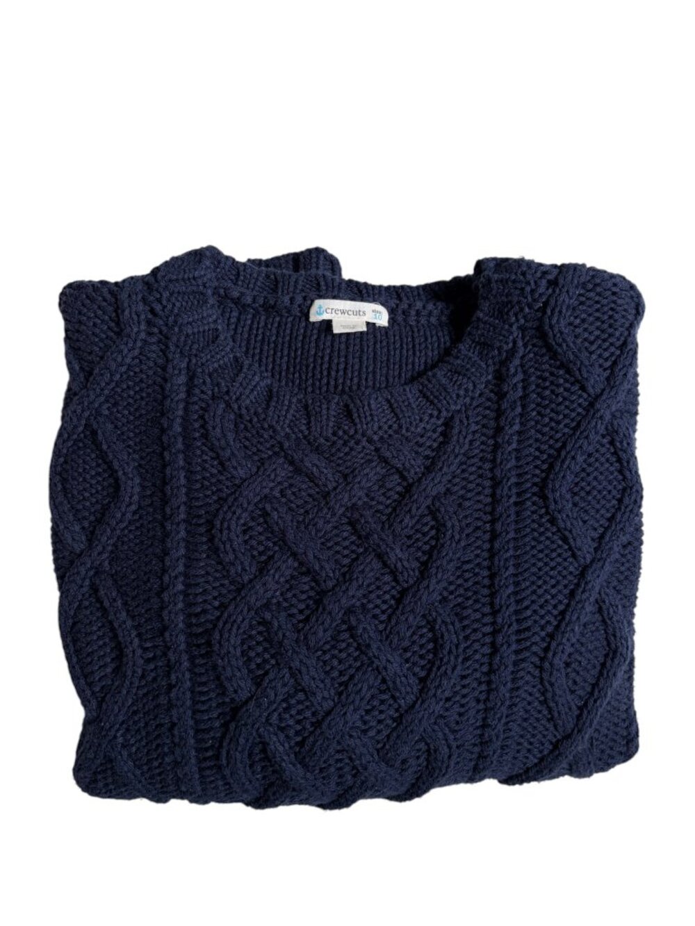 Crewcuts Cable Knit Crewneck Sweater (Navy Blue) - 10